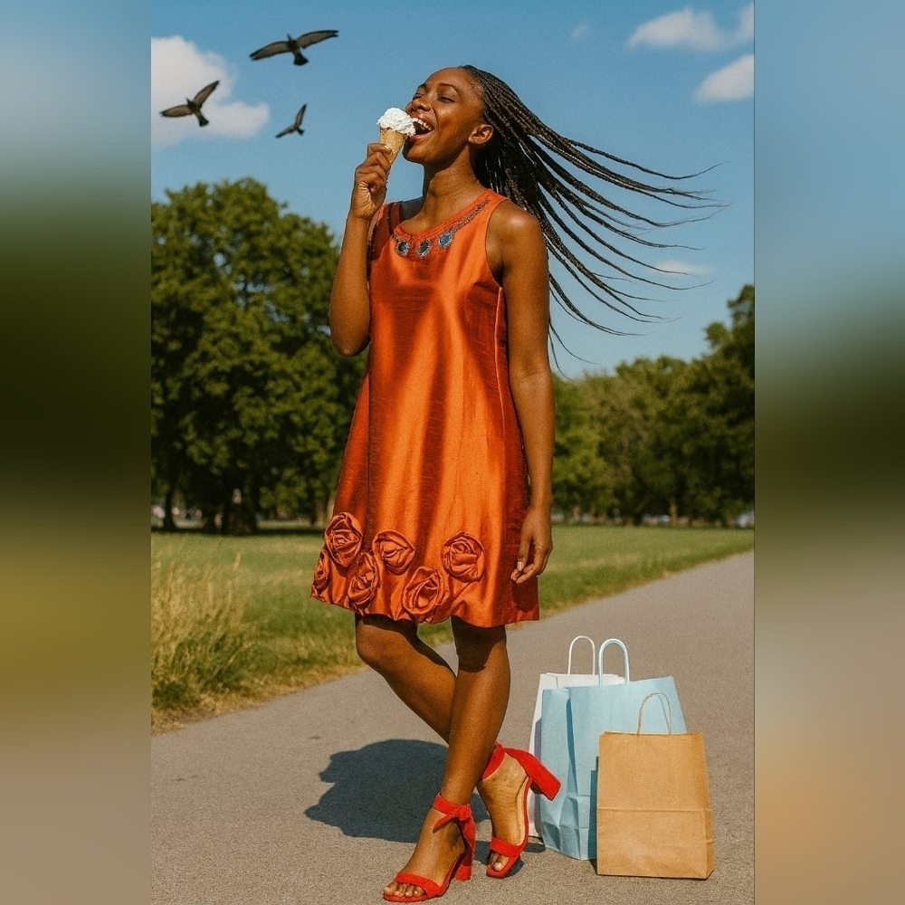 Sateen A-line dress
